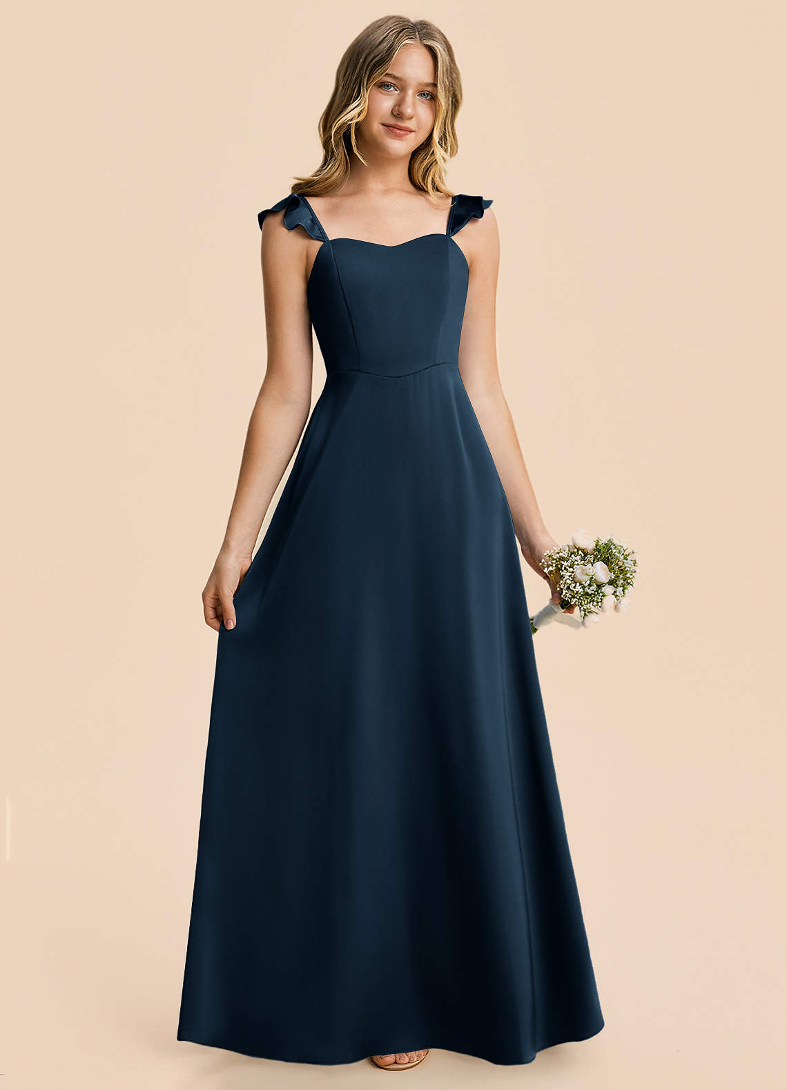 Azazie Mavie Junior Bridesmaid Dress in Dark Navy