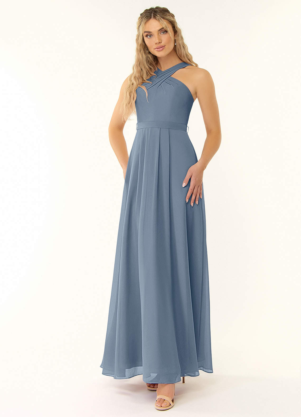 Girwem Junior Bridesmaid Dress - A-Line Chiffon Halter With High-Low Hem For Weddings & Parties