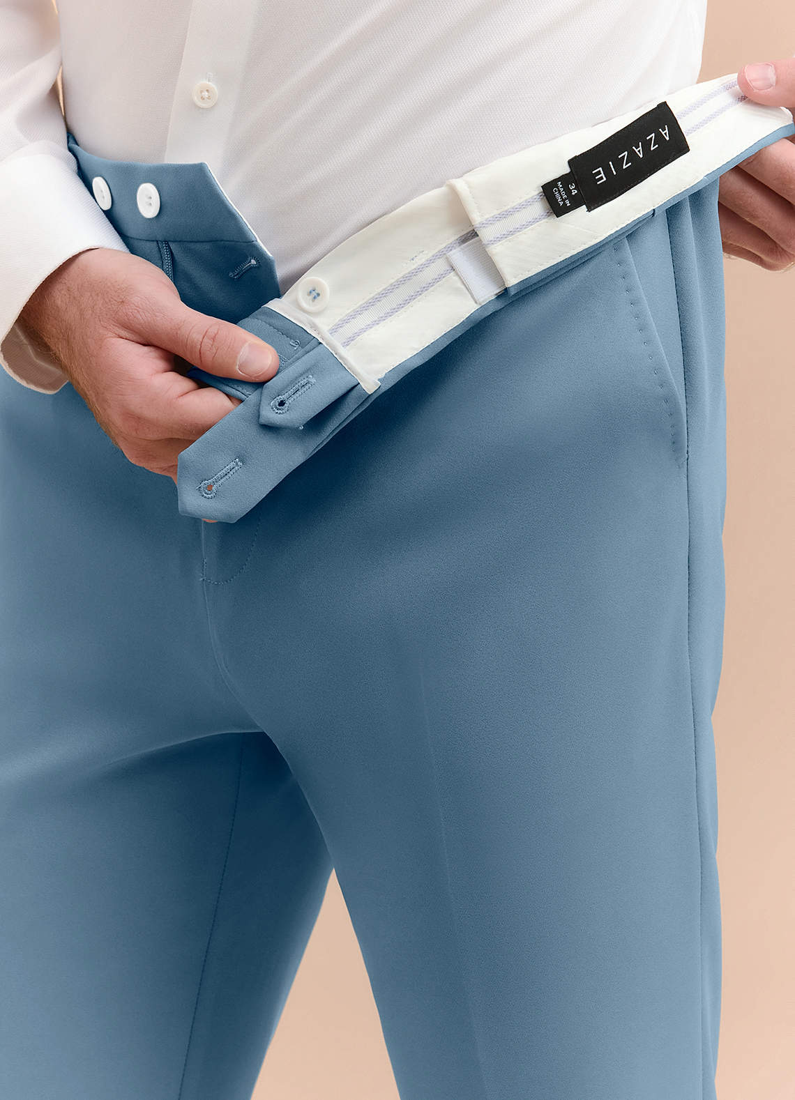 front James Light Blue Structured Stretch Dress Pants