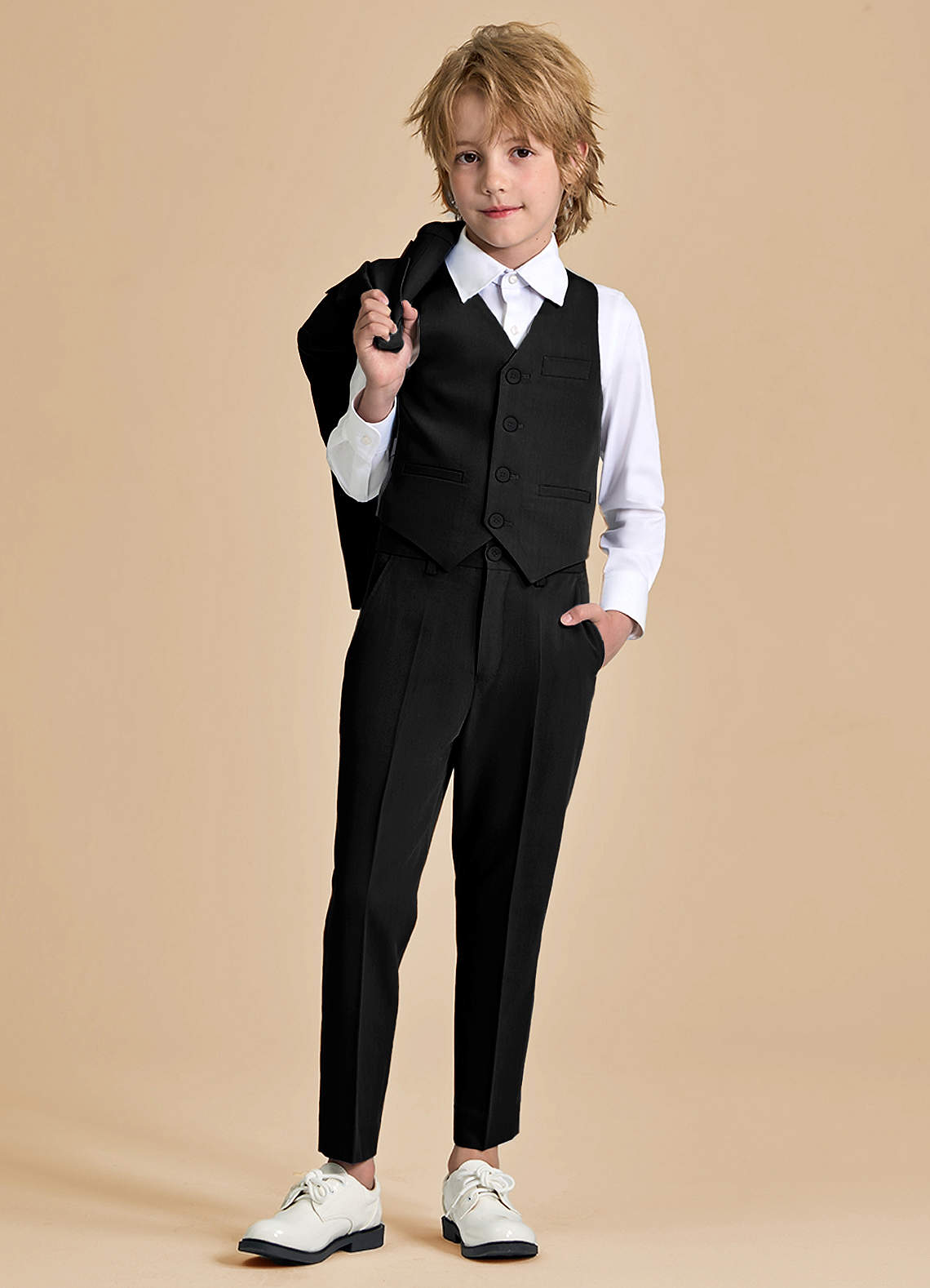 front Oliver Black Boys Vest