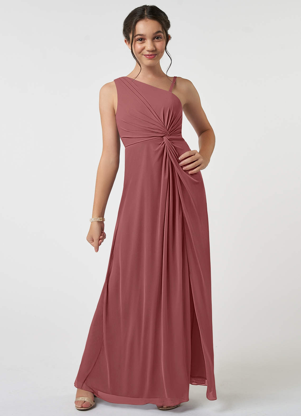 Azazie Brooke Junior Abito A-Line in Maglia Plissettato Ametista image1
