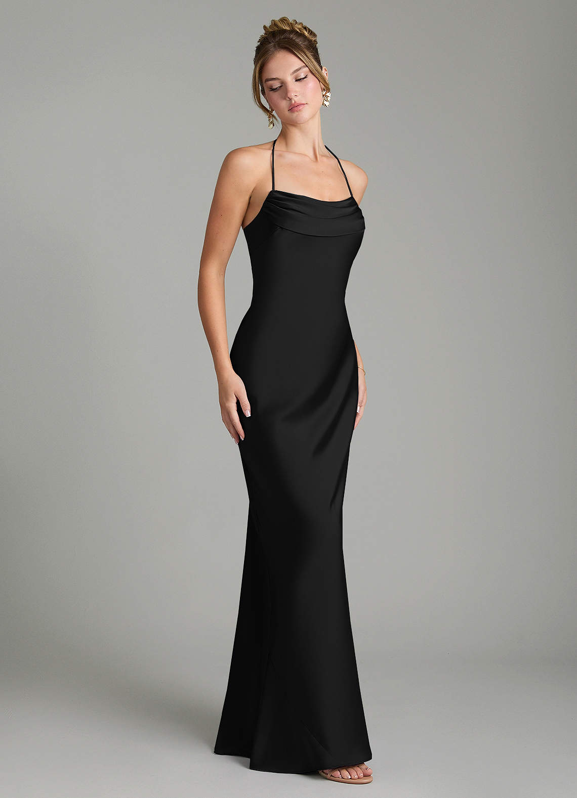 black silver bridesmaid dresses Azazie Oliana