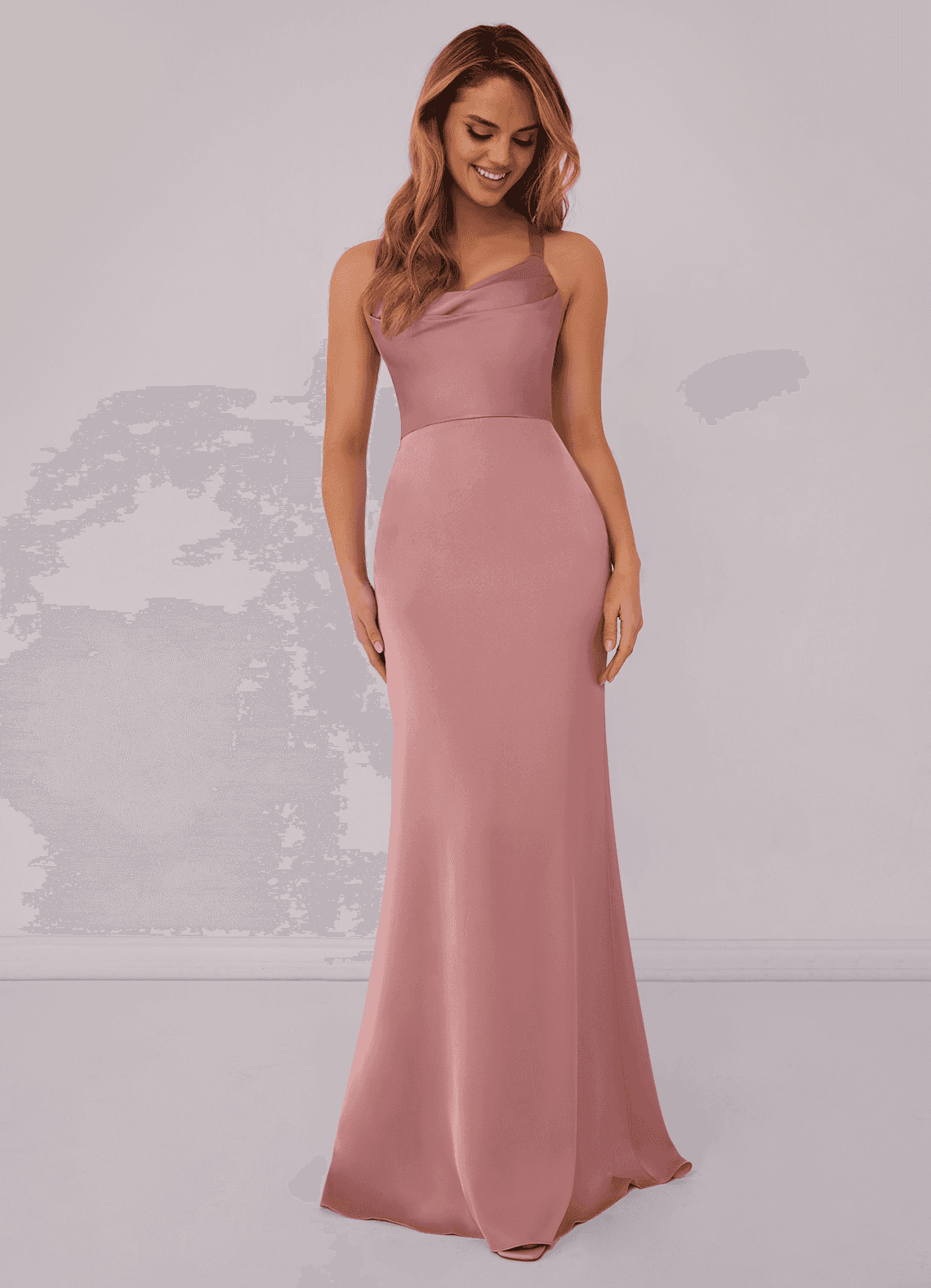 Barbie ♥ Azazie Bridesmaid Dresses Criss Cross Strap Stretch Satin Sheath Dress image1