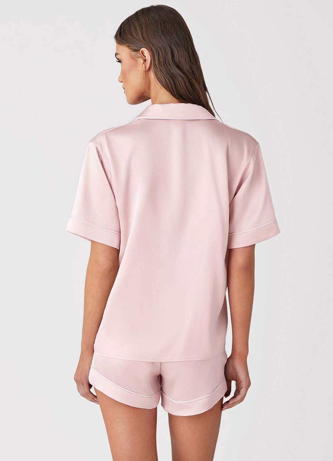 front 100% Washable silk Short Sleeve Pajama Set