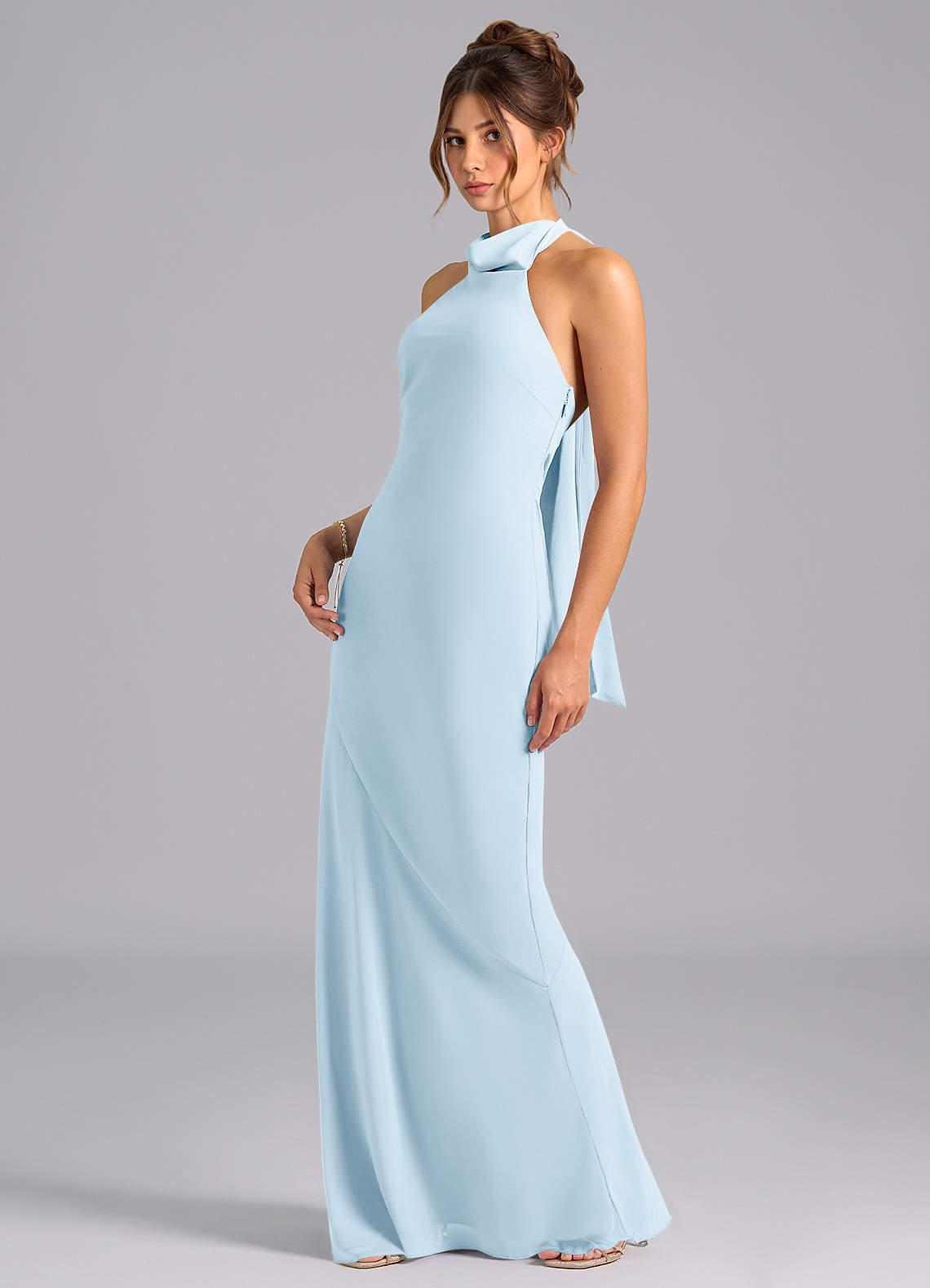 Azazie Velli Bridesmaid Dresses Sky Blue Mermaid Bow Chiffon Dress image1
