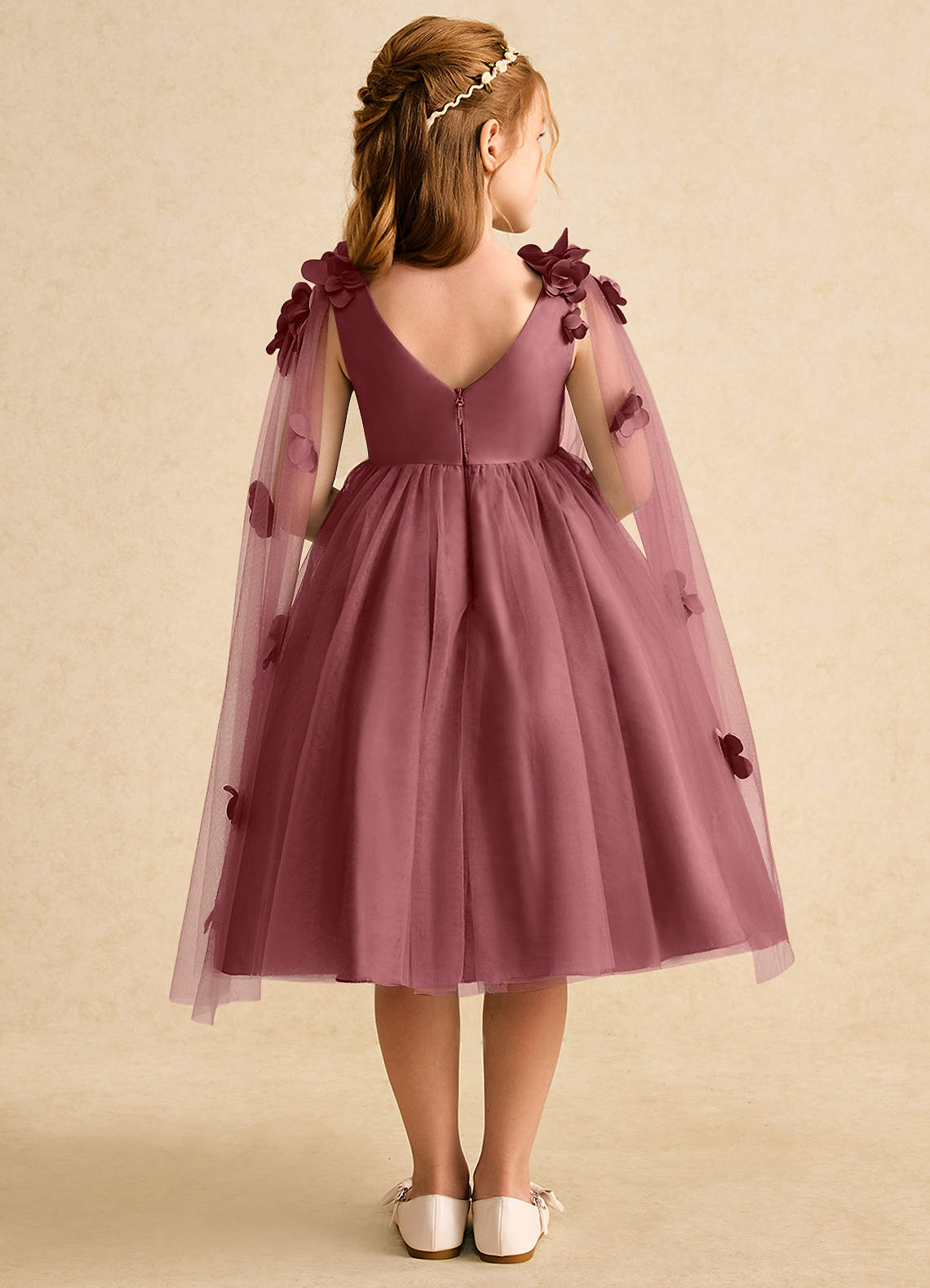 Azazie Staria Vestidos de florista Vestido Ametista de Tule de Vestido de baile com Franzido image1