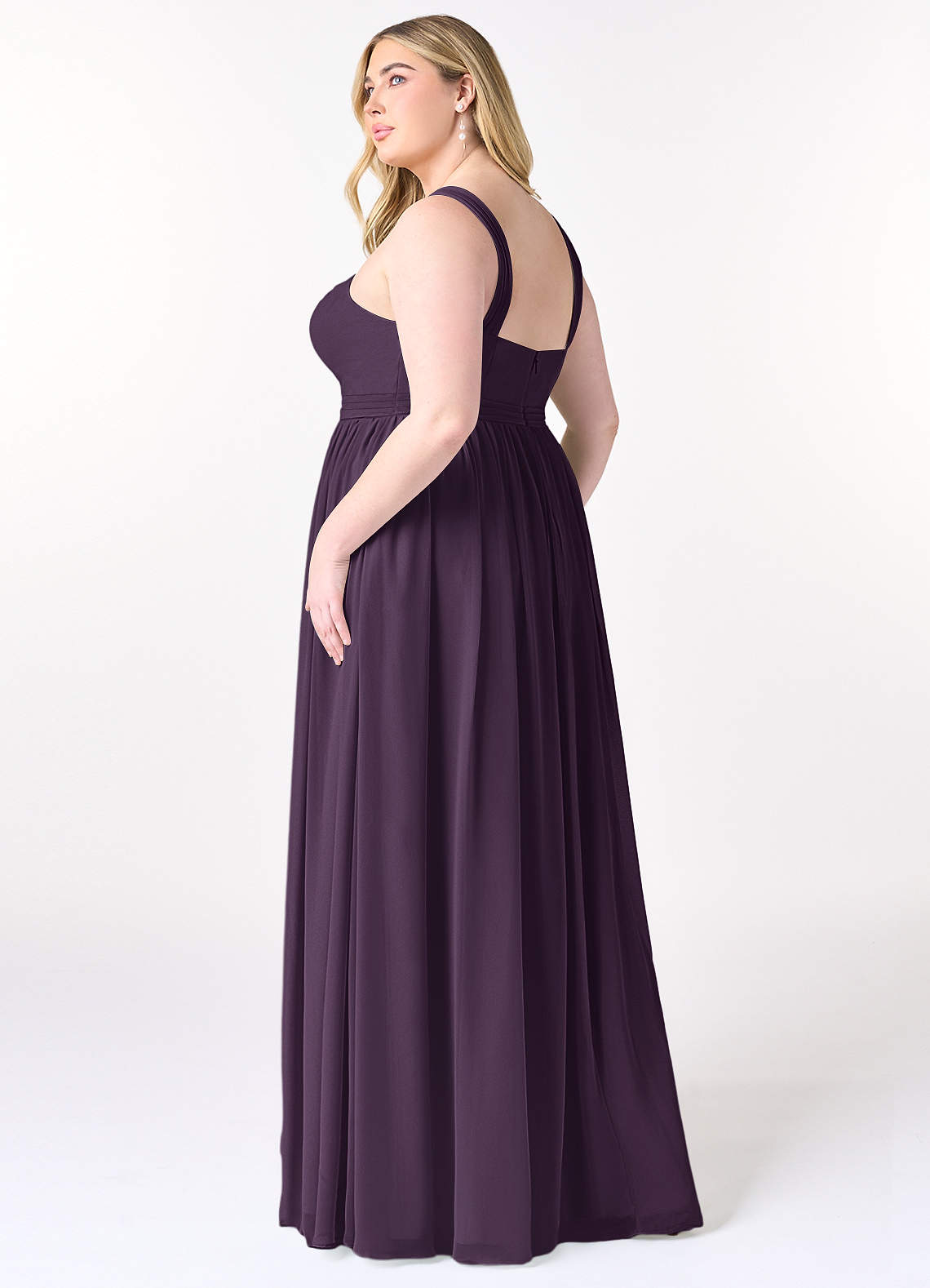 Azazie A-Line Halter Neck Floor-Length Chiffon Bridesmaid Dresses - Plum