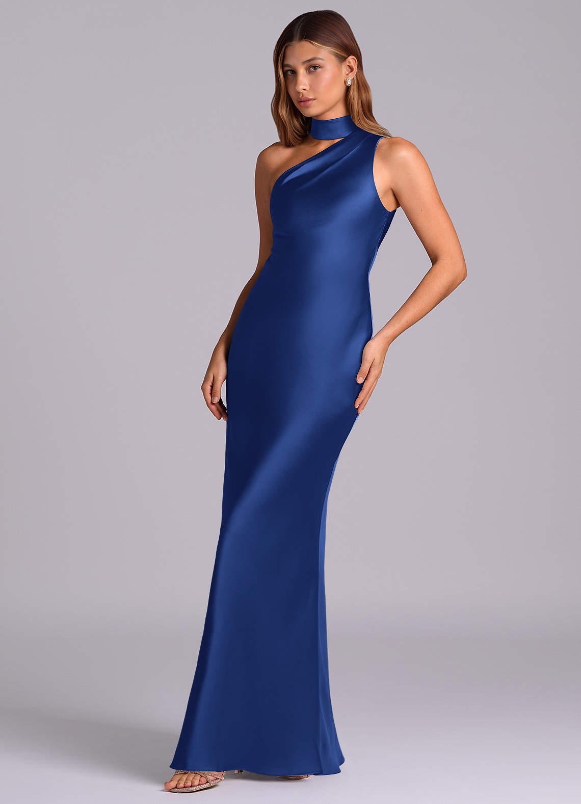 royal blue one shoulder bridesmaid dress Azazie Seona Sleeveless Back sizechart-maxi-dress-with-sleeve-waist-to-hem The Swing Rococo Art