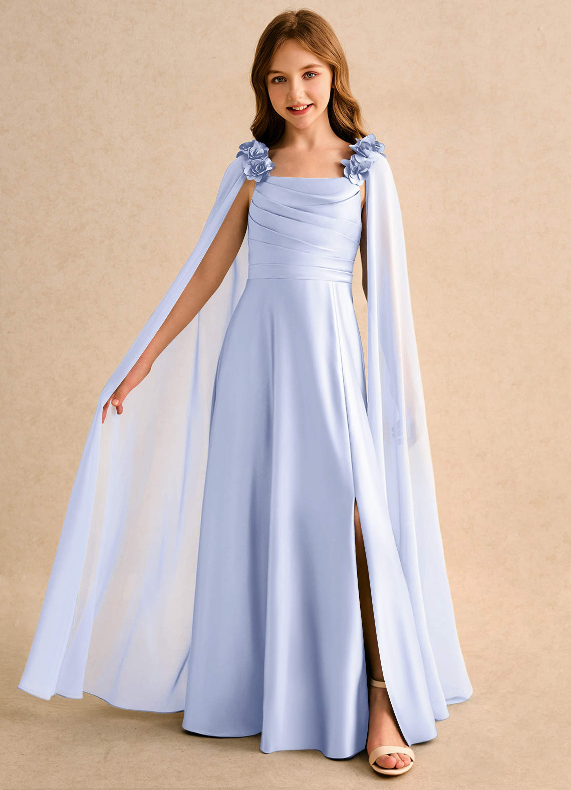 Azazie Rosita Girls Formal Lavender A-Line Pleated Matte Satin Dress | Azazie Azazie Rosita Girls Formal Lavender A-Line Pleated Matte Satin Dress | Azazie