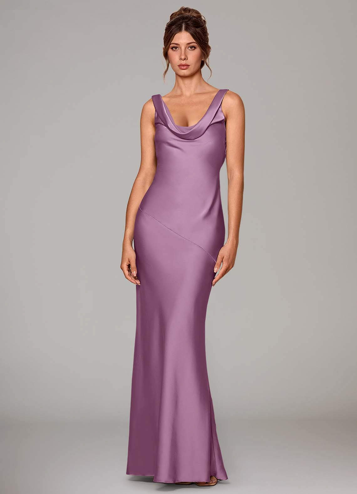 Azazie Rylina Bridesmaid Dresses Wisteria Mermaid Stretch Satin Dress image1