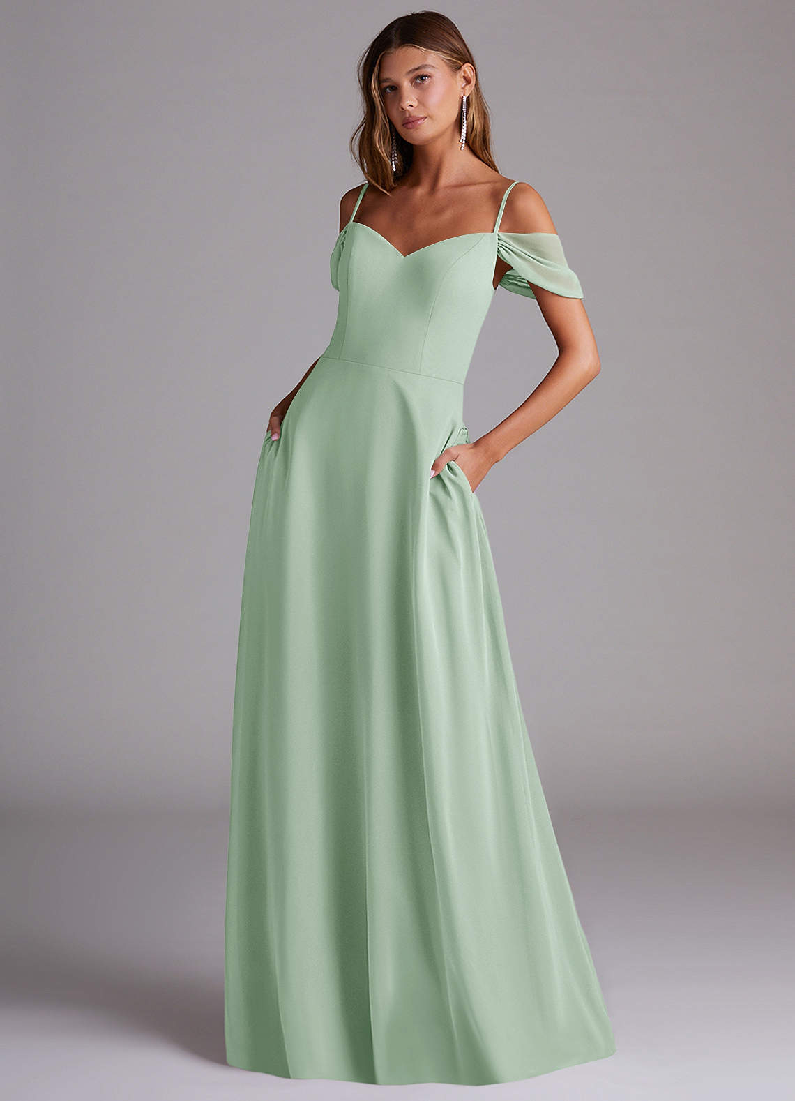 Azazie Marley Agave Chiffon Bridesmaid Dresses | Azazie DE
