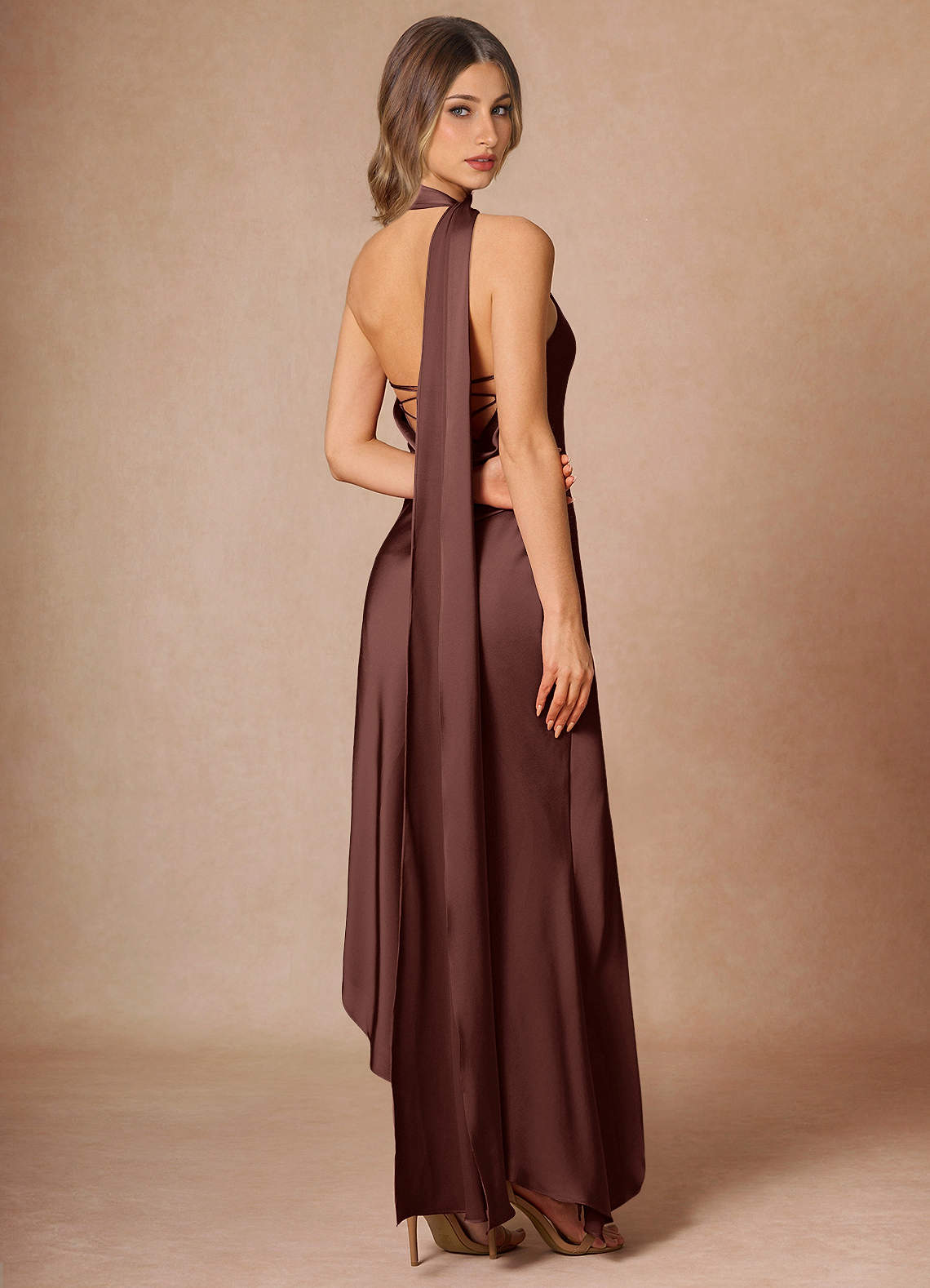 Elysandra Mocha Coco Maxi Dress Ready to Ship | Azazie