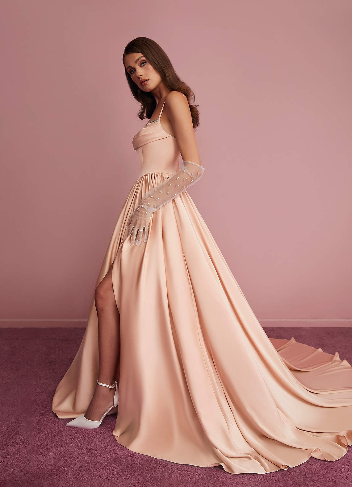 Barbie ♥ Azazie Trouwjurken Jurk van Stretch Satijn met Baljurk Sweetheart Halslijn Engelse Roos image2