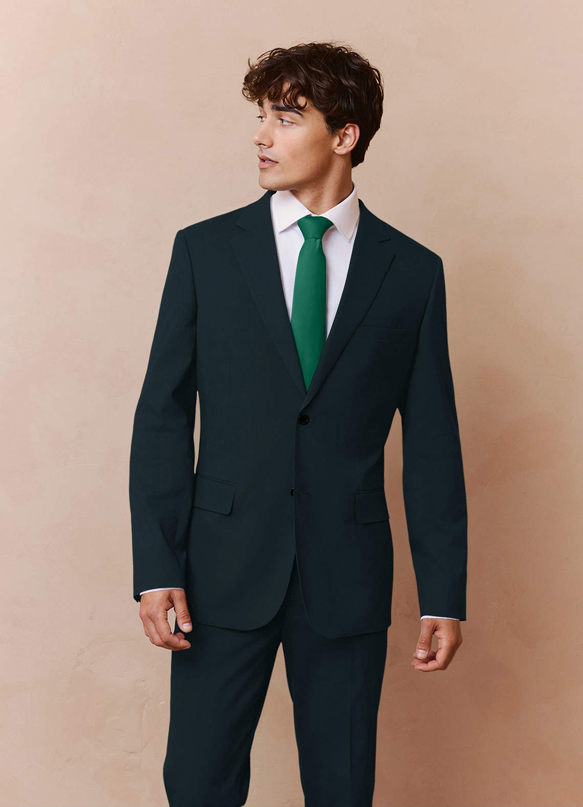 front Savile Vert Foncé Costume en laine mélangée