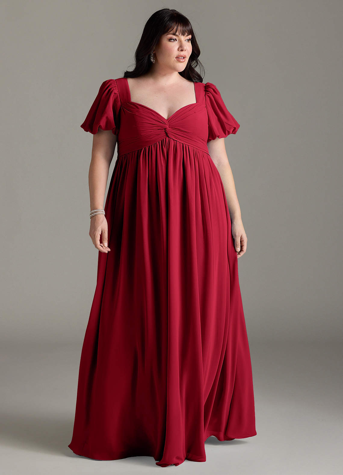 Azazie Madisynn Maternity Bridesmaid Dresses Bow Chiffon Floor-Length Dress image4