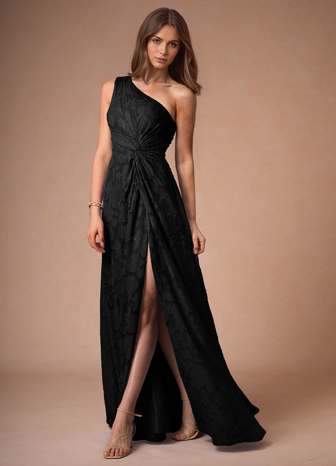 Hermosa Black One Shoulder Maxi Dress | Azazie CA