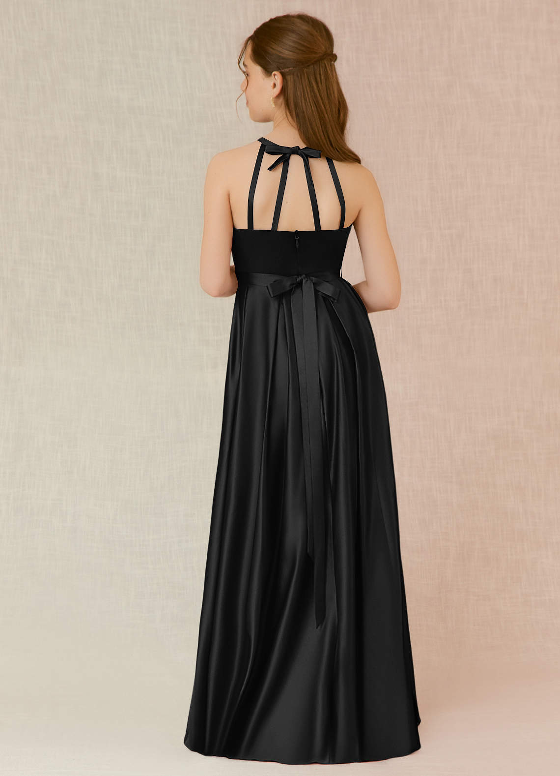 Azazie Arianthe A-Line Matte Satin Floor-Length Dress with Pockets image1
