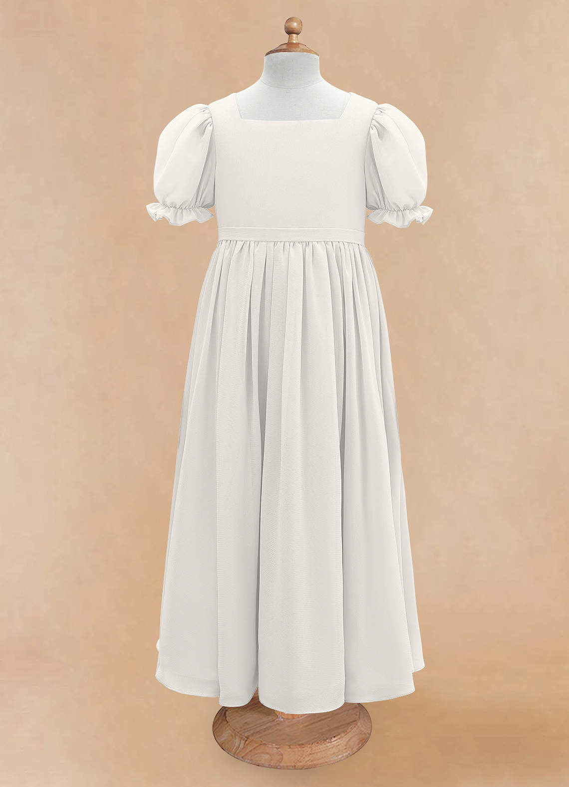 Azazie Joss Flower Girl Dresses Ivory A-Line with Sleeves Chiffon Dress image4