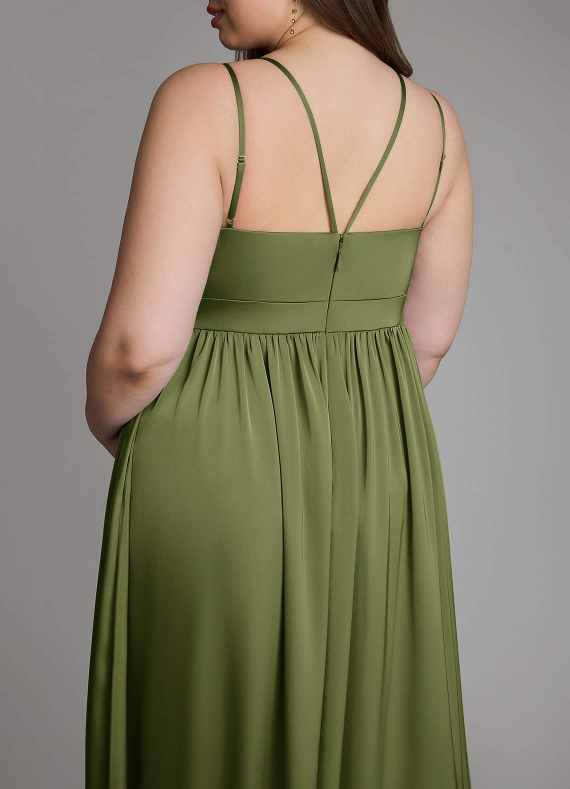 Azazie Emree Maternity Bridesmaid Dresses A-Line Stretch Satin Floor-Length Dress with Pockets image10