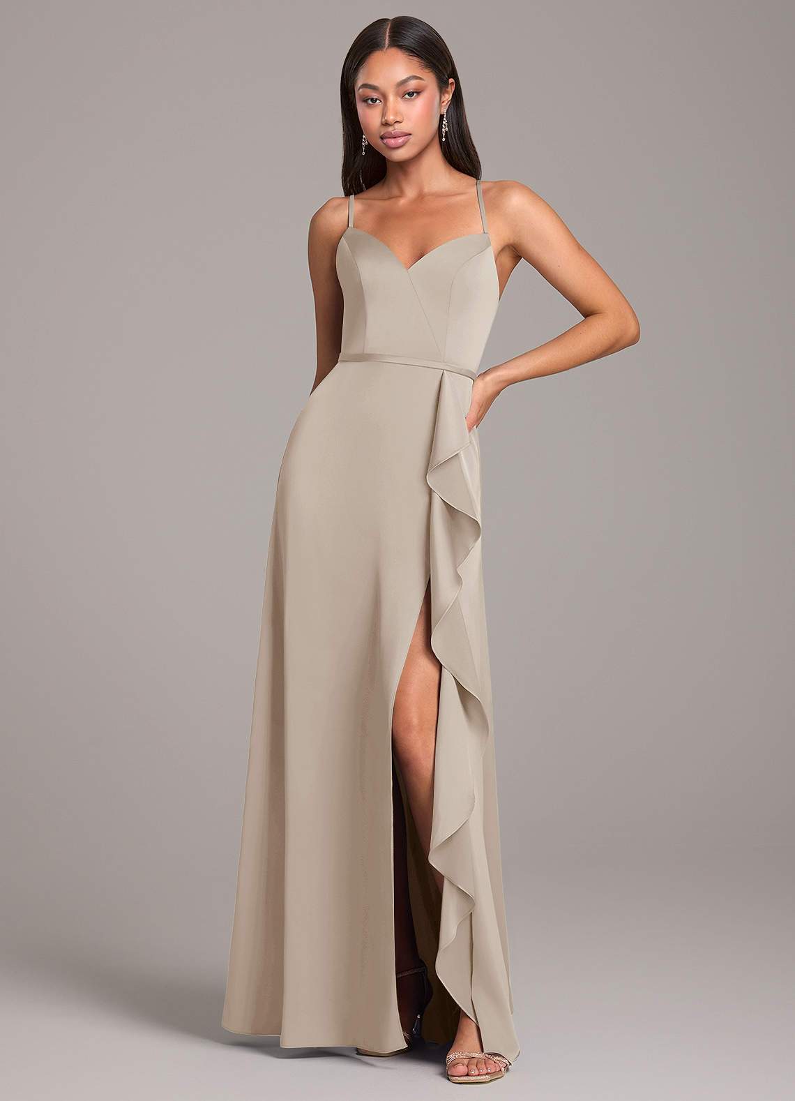 Azazie Naeem Bridesmaid Dresses Frost A-Line Stretch Satin Dress image1