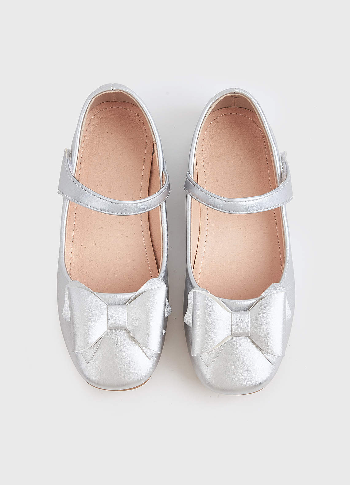 front Metallic Bow Girl's Flat Shoes