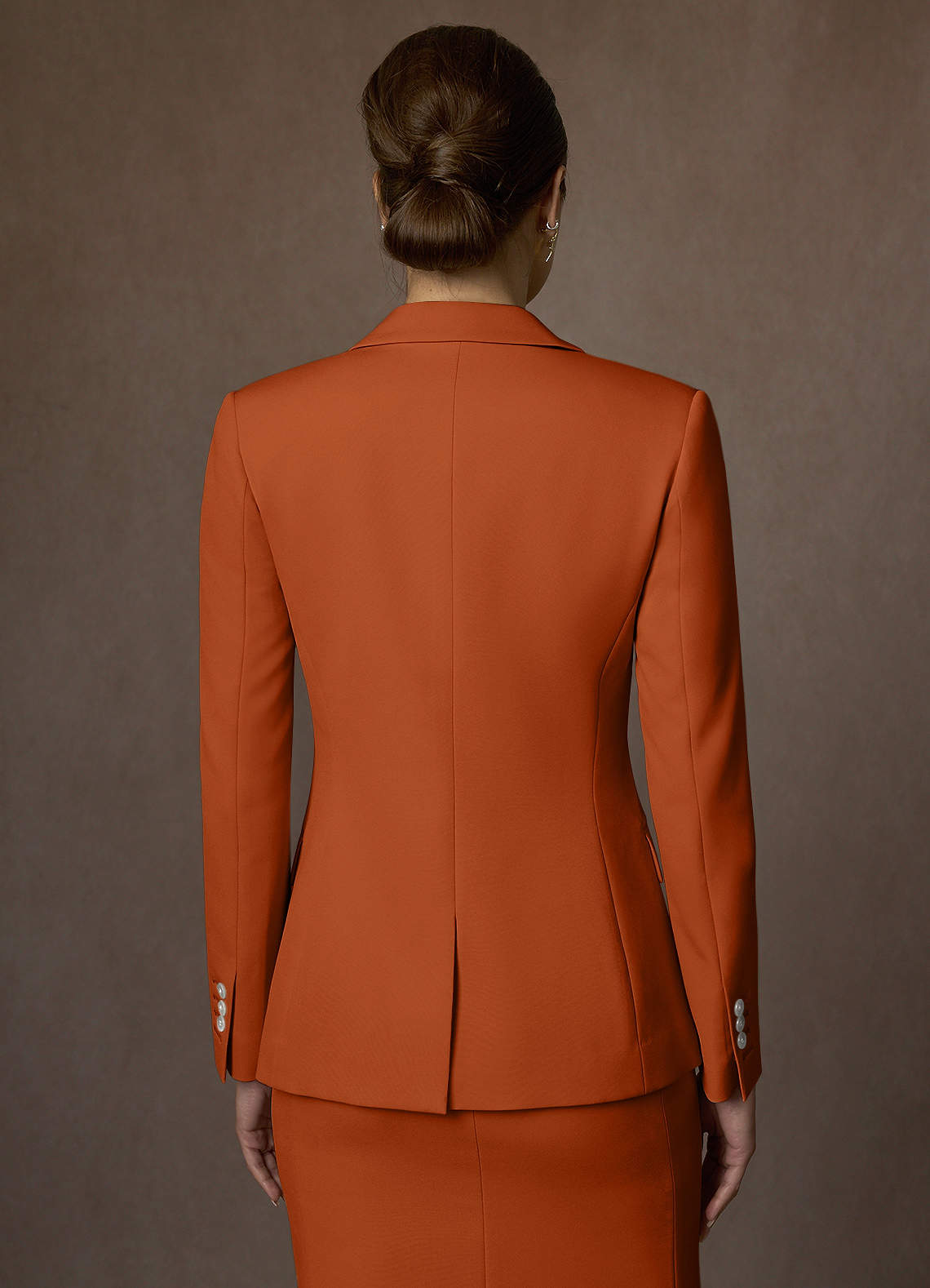 front Kennedy Burnt Orange Structured Stretch Dress