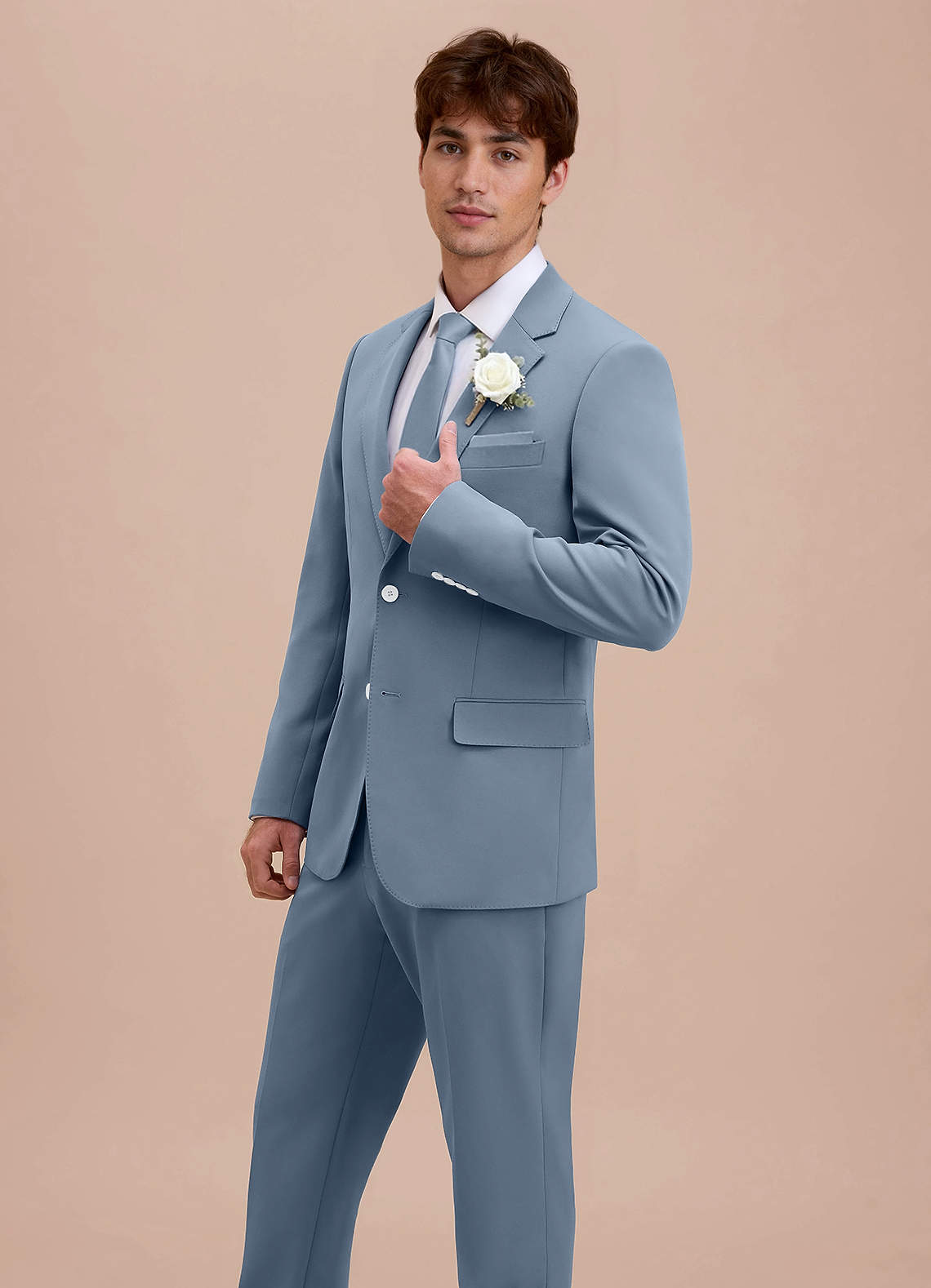 front Ethan Dusty Blue Refined Weave Suit Jacket