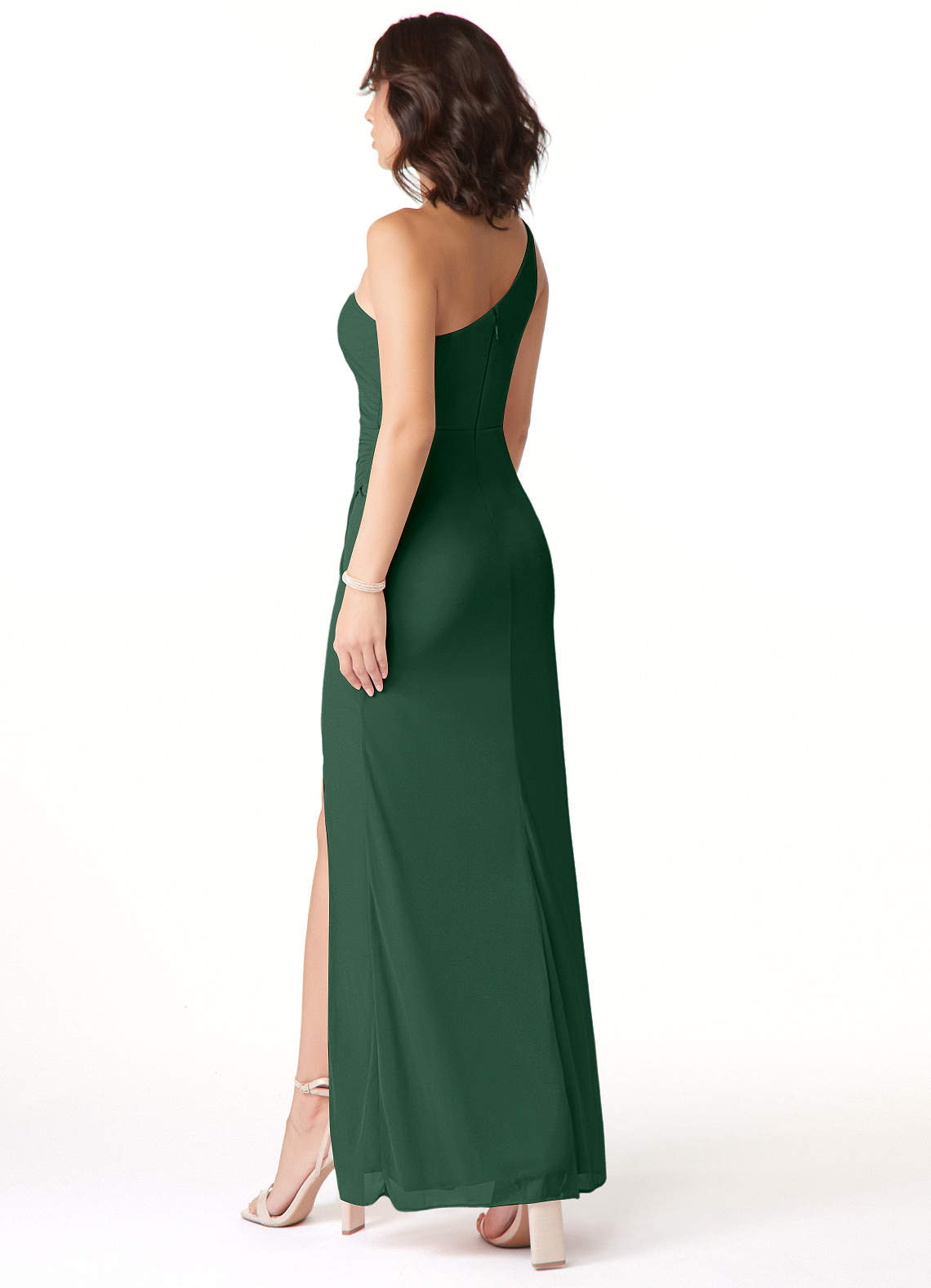 Azazie Cassia Ready to Ship Dark Green Mesh Bridesmaid Dresses | Azazie
