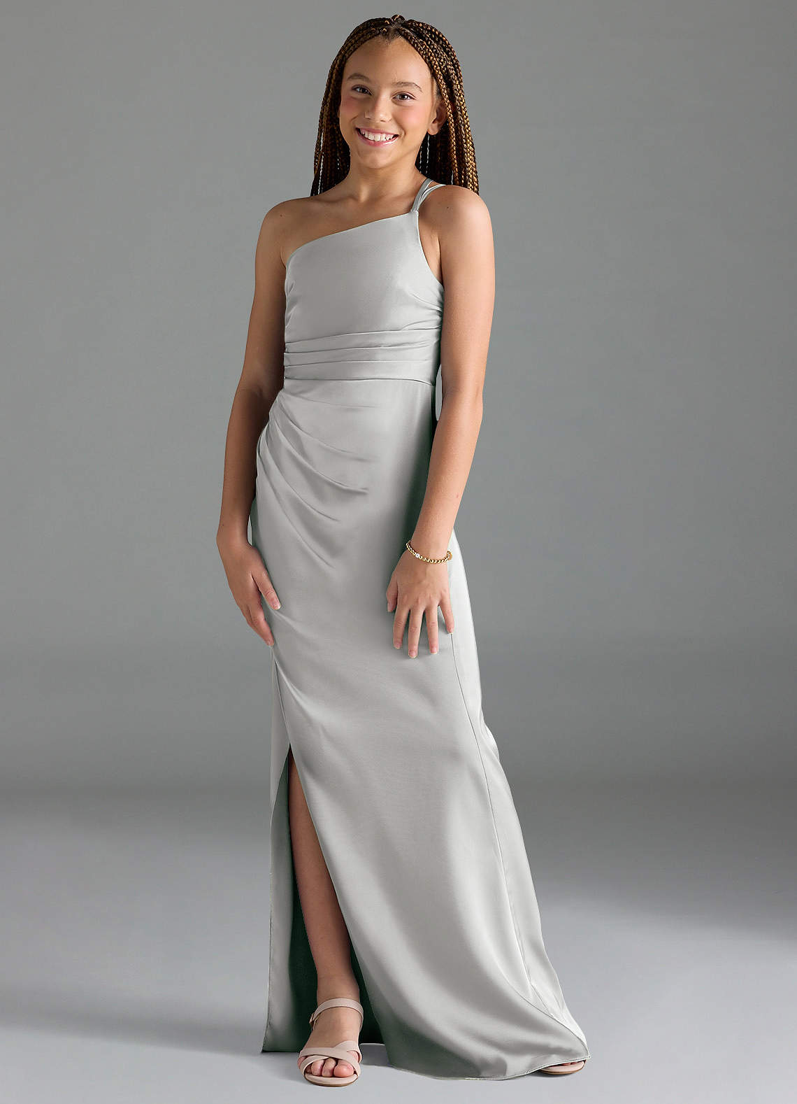 Azazie Eren Junior Klä av Tubklänning i Stretch Satin Plisserad image3