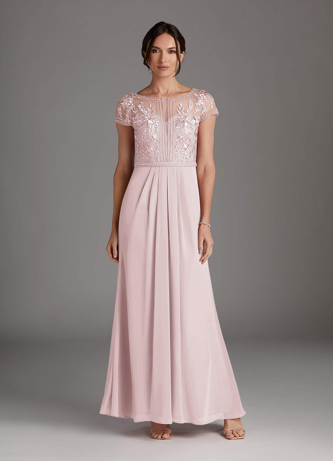 Azazie Silvia Mother of the Bride Dresses Blushing Pink A-Line Lace Chiffon Dress image1