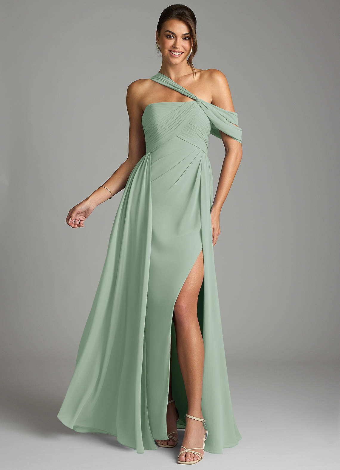 white christmas dresses Giulia Chiffon Draped Maxi Dress / Purple | Meshki main image 1