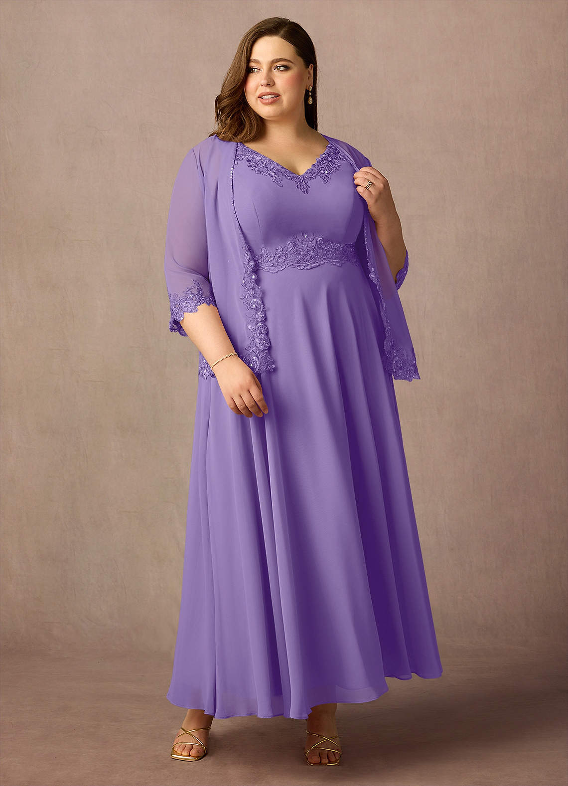 Azazie Devana Abiti per la Madre della Sposa Abito A-Line in Chiffon Lustrini Tahiti image4