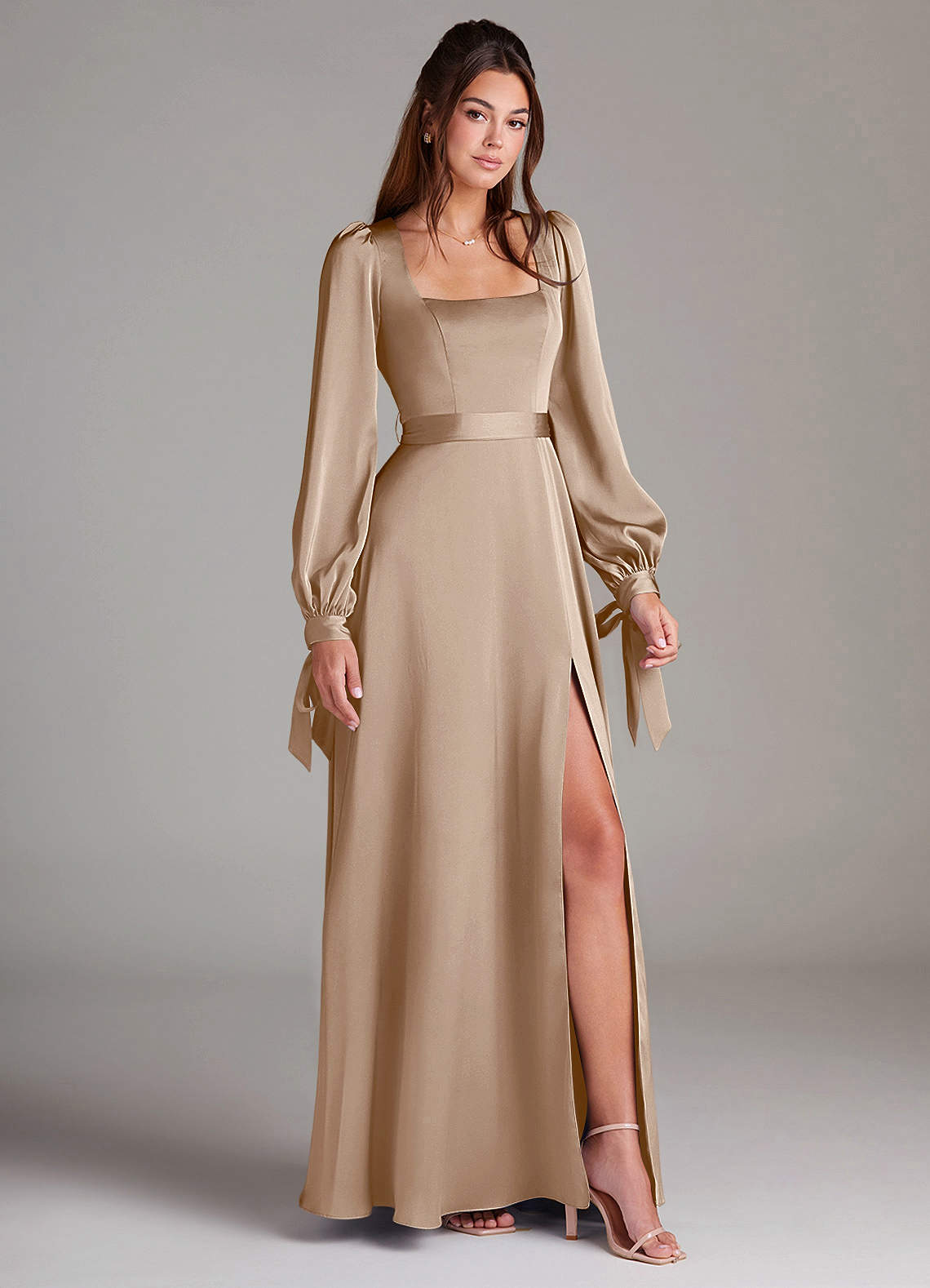 taupe bridesmaid dresses with sleeves Taupe Bridesmaid Dress Chiffon Size 3X