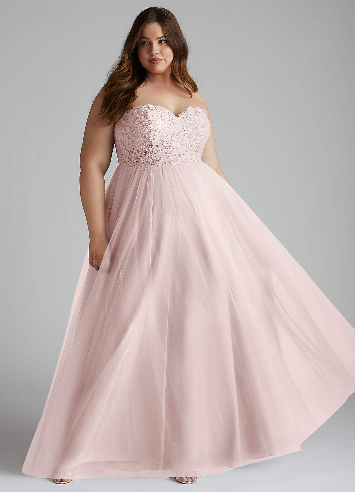Azazie Roni Bridesmaid Dresses Blushing Pink A-Line Sweetheart Neckline Tulle Convertible Dress image1