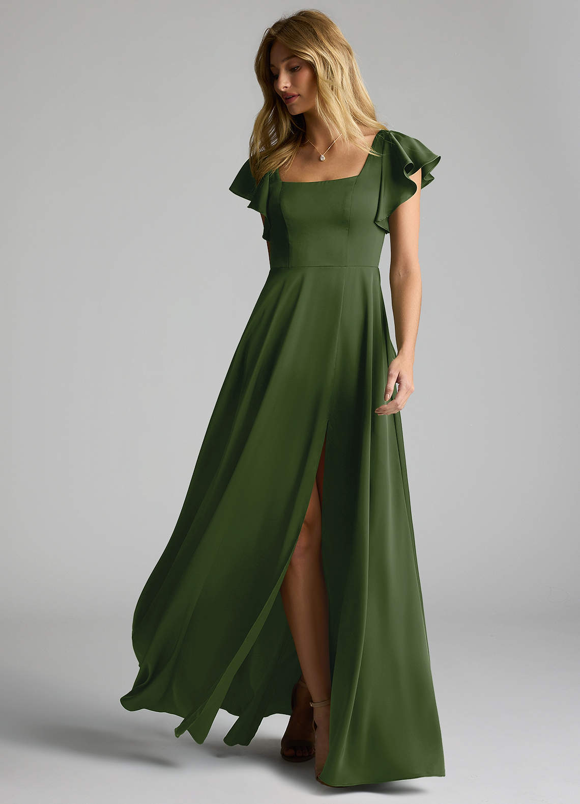 Azazie Bondi Bridesmaid Dresses Juniper A-Line Bow Stretch Satin Dress image5