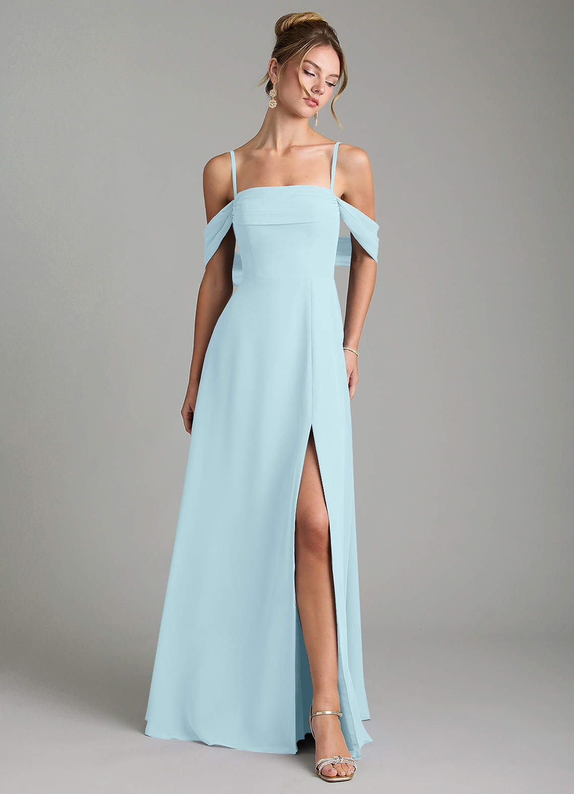 Azazie Mercedes Cloud Blue Chiffon Bridesmaid Dresses | Azazie
