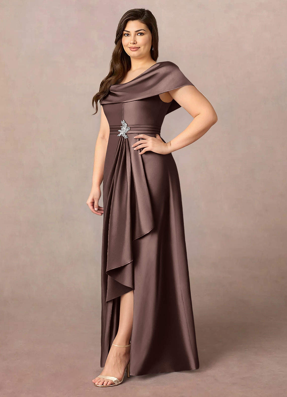 satin dress size 16 Gold Bridesmaid Dress Shiny Satin Size Small