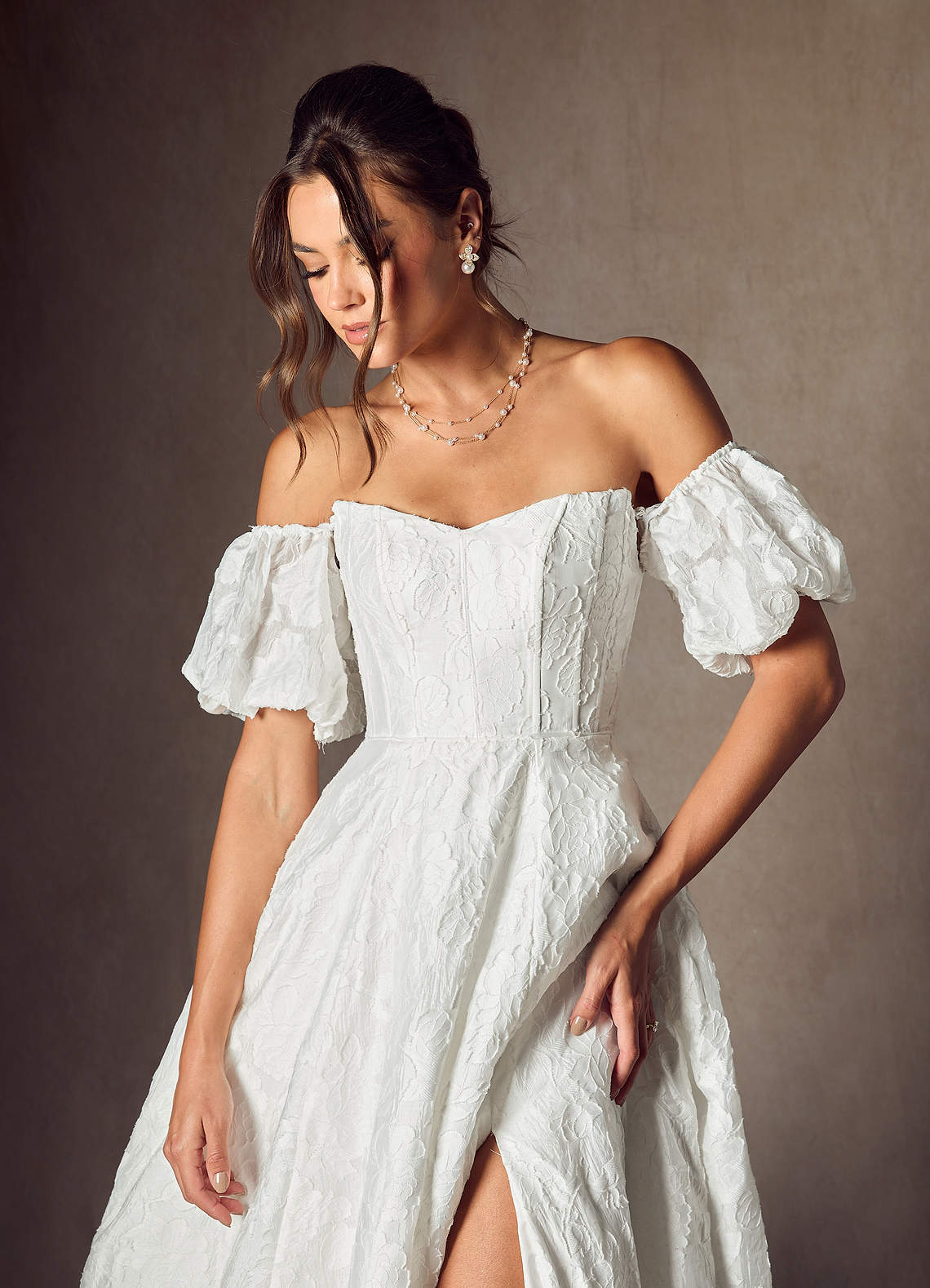 Azazie Gladiola Wedding Dresses Diamond White Ball-Gown Sweetheart Neckline Floral Burnout Jacquard Dress image4