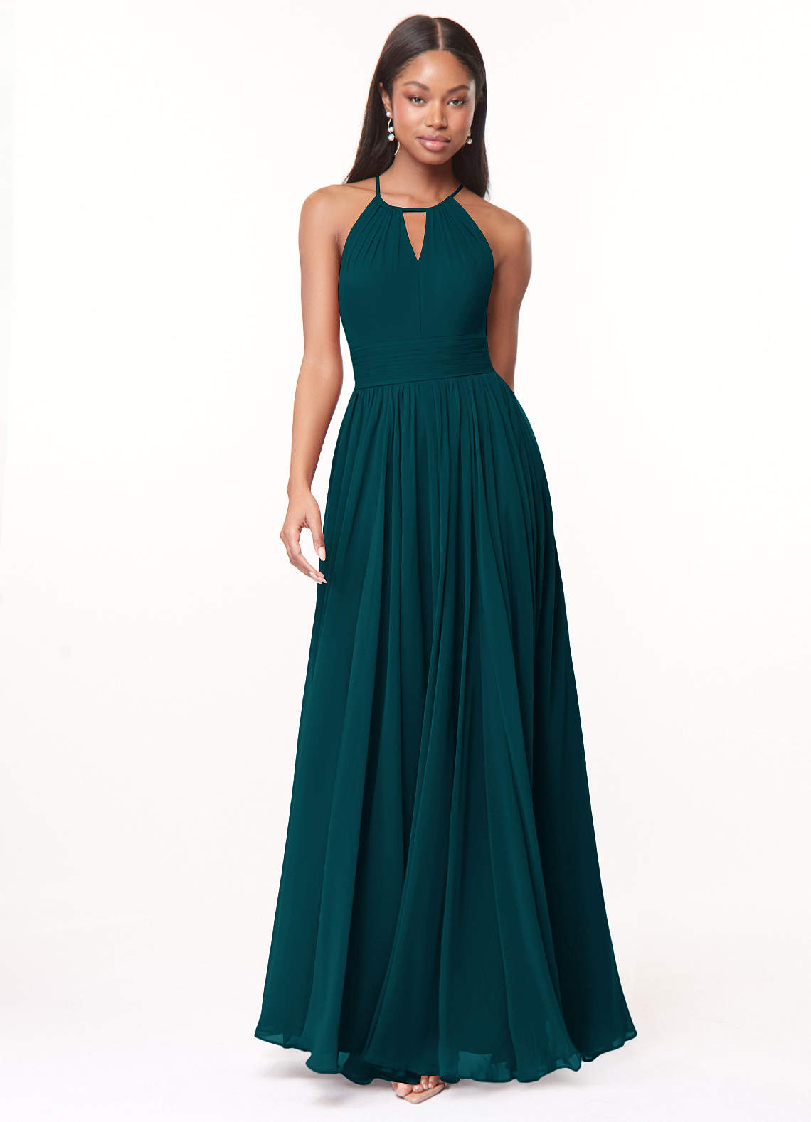 Bridesmaid Dresses With Sleeves Maxi Dress Maid Of Honor Dress Emerald  Green Azazie Cherish Pine Chiffon Bridesmaid Dresses Azazie UK