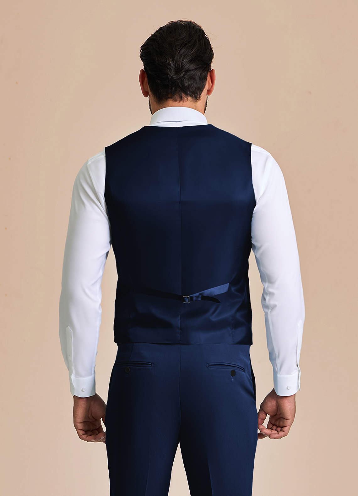 front James Blue Structured Stretch Suit Vest