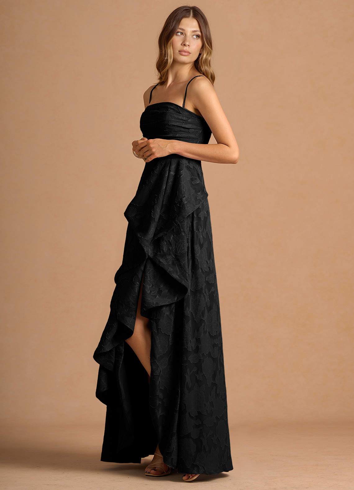 lace slip satin midi dress Lace Trim Satin Slip Midi Dress main image 0