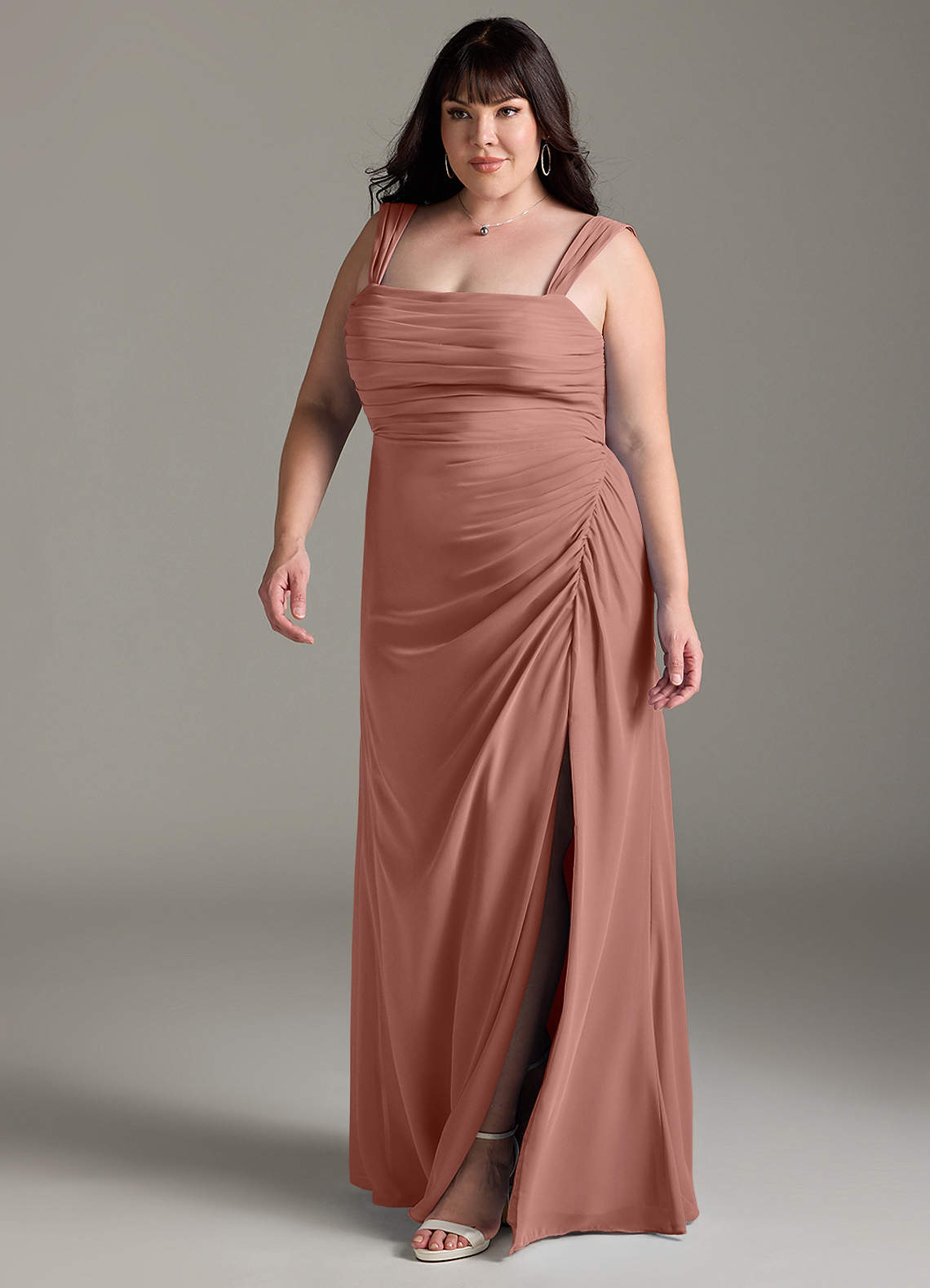 Azazie Jesaphine Bridesmaid Dresses Cedar Rose Sheath Bow Chiffon Dress image11