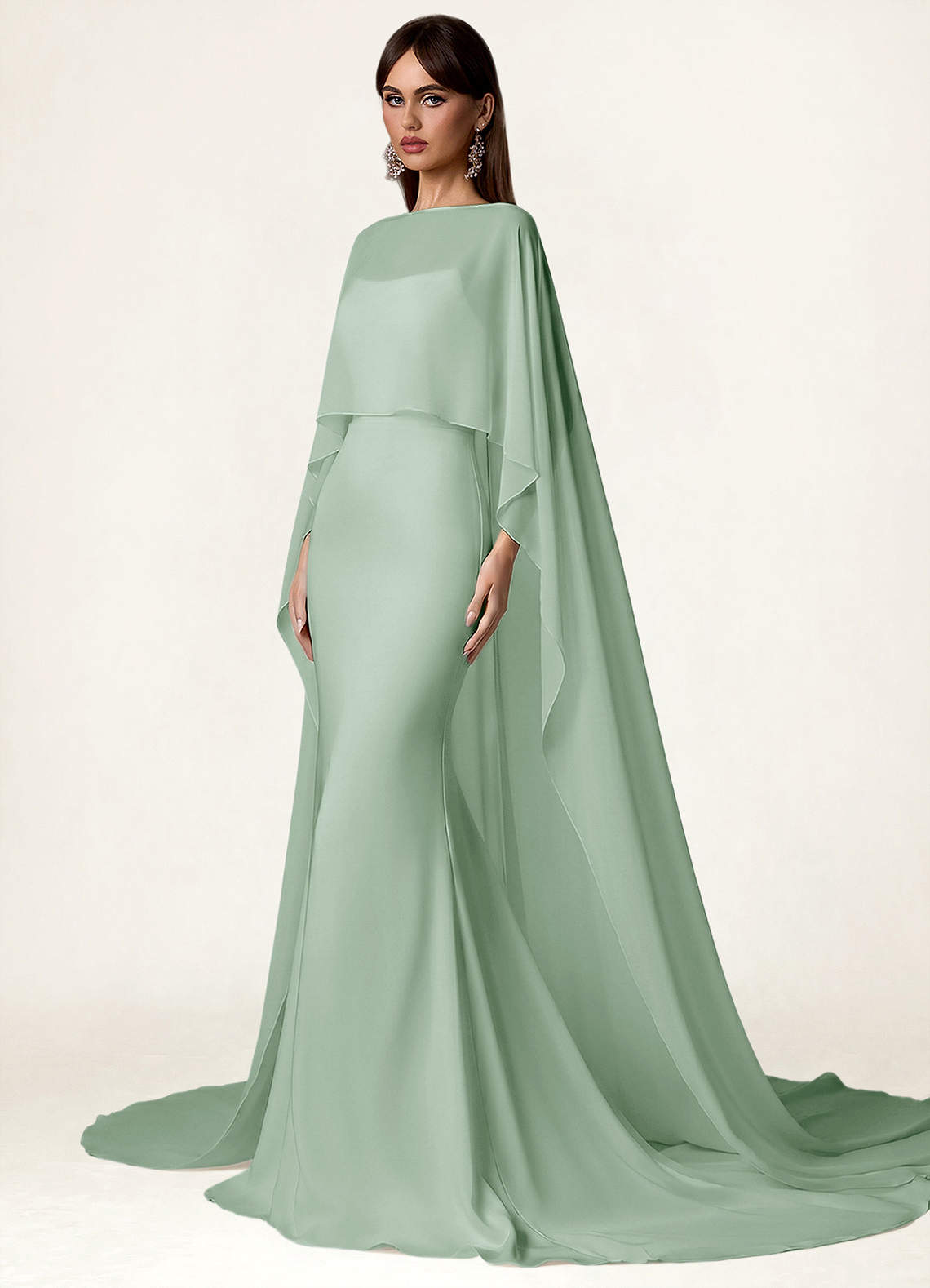 front Azazie Matching Color Chiffon Cape