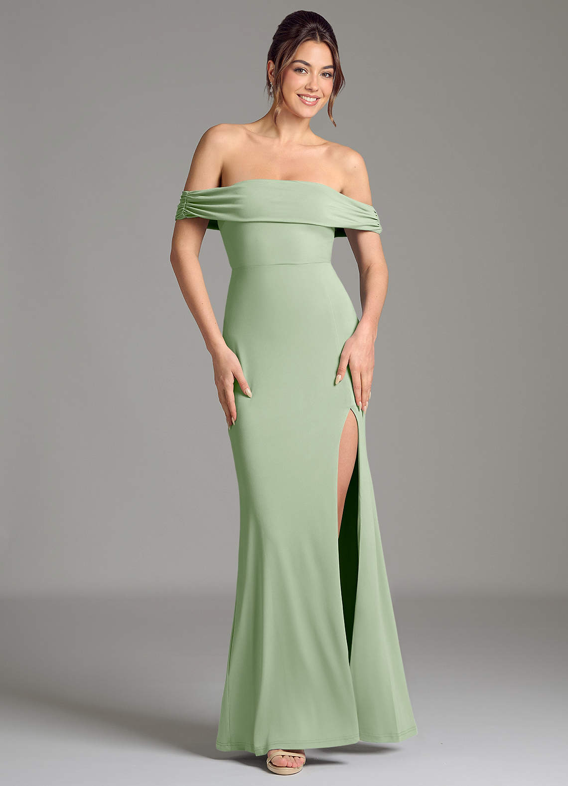 jersey bridesmaid dress Azazie Evangelia