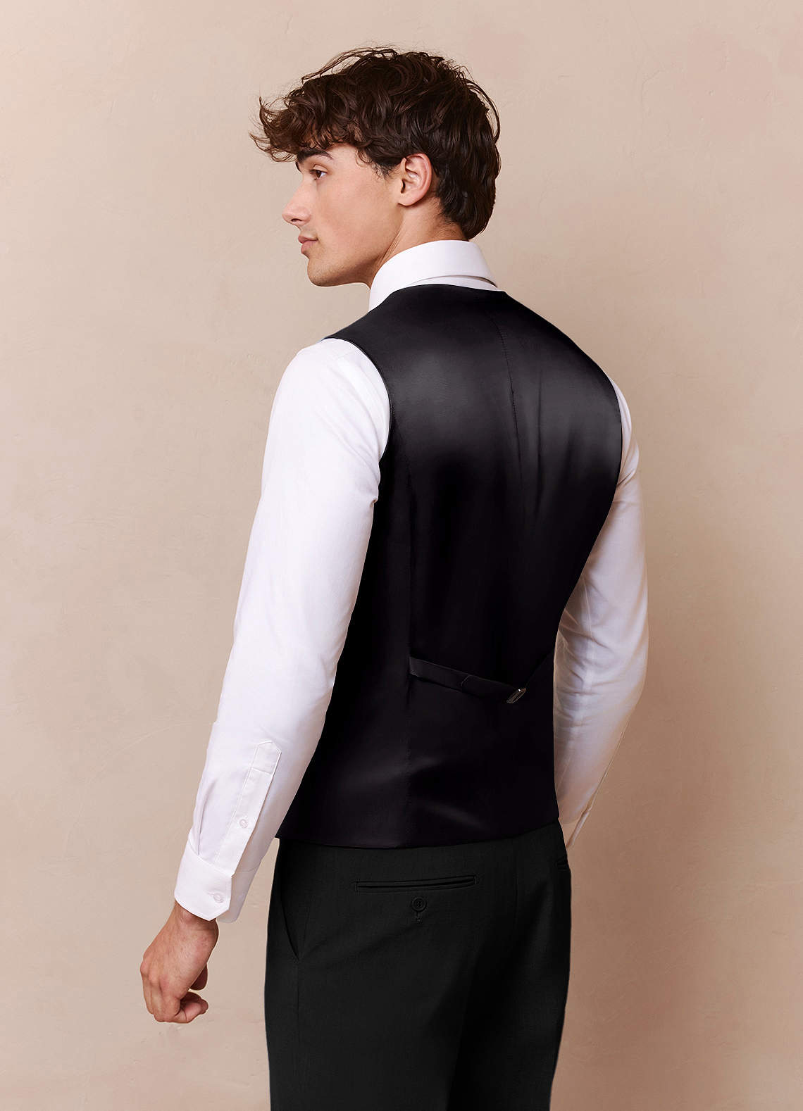 front Savile Black Wool Blend Suit Vest