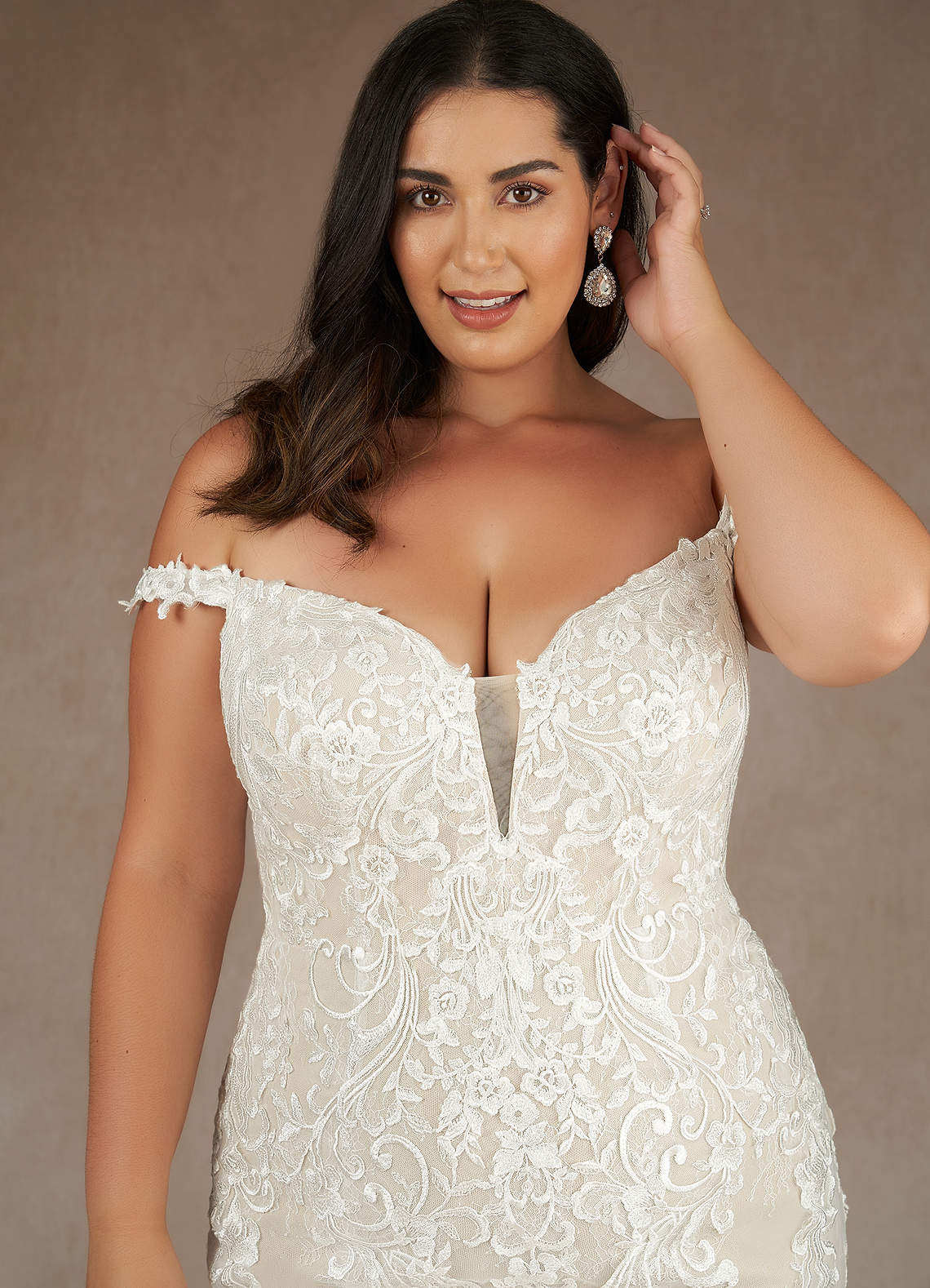 Azazie Memphis Vestidos de noiva Vestido Diamante Branco Champanhe de Renda de sereia com Lantejoulas image12