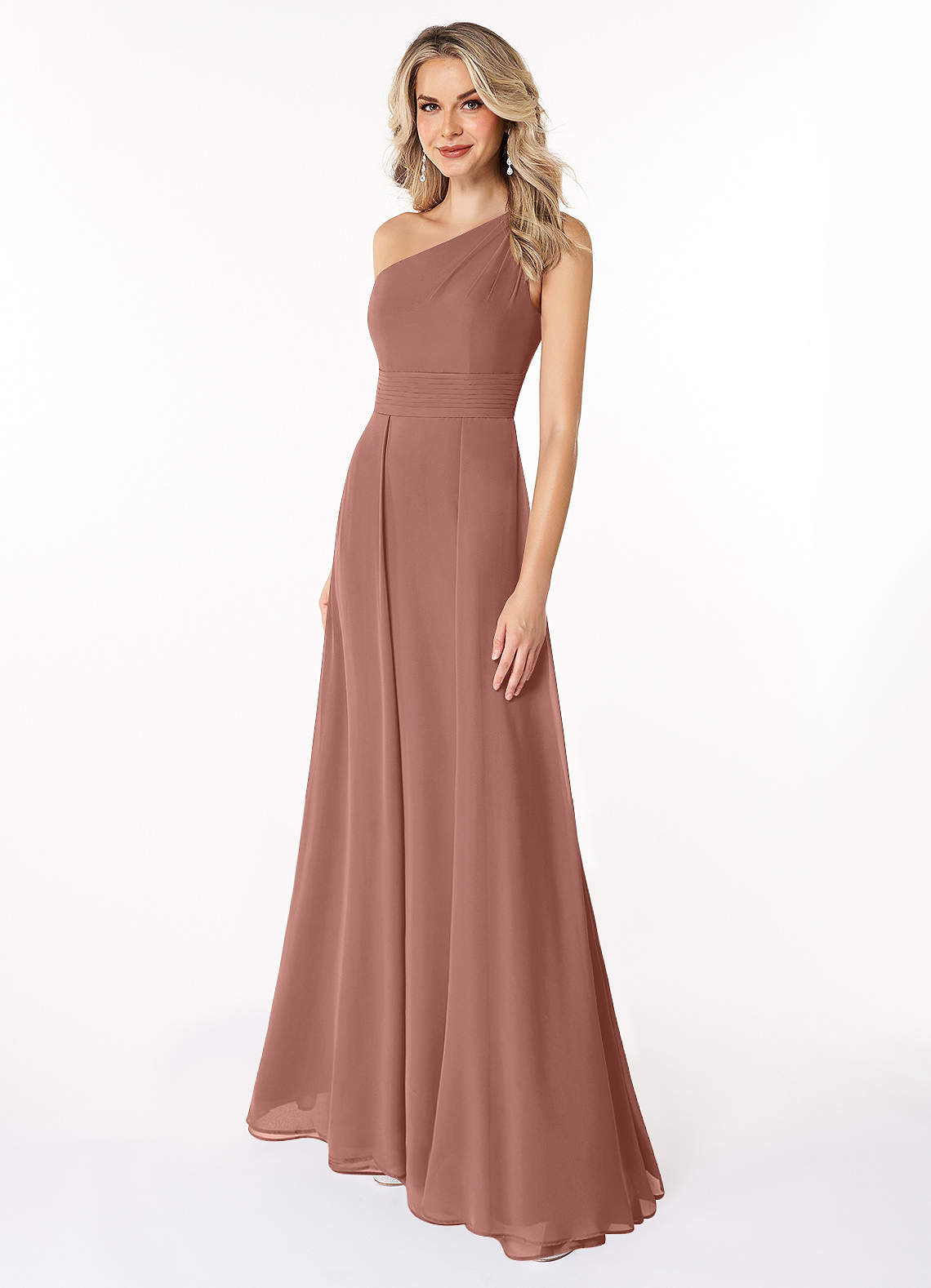 Azazie Dallas Bridesmaid Dresses Cedar Rose A-Line One Shoulder Chiffon Dress image1