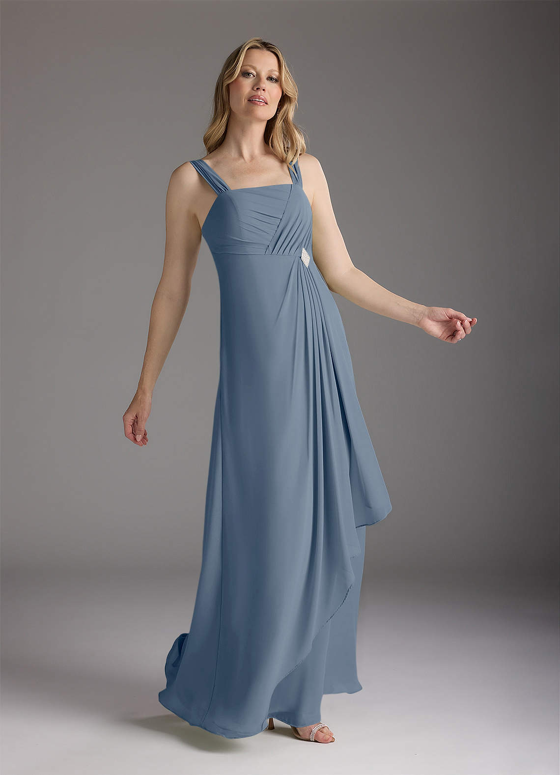 Azazie Weisz Mother of the Bride Dresses Twilight A-Line Square Neckline Pleated Chiffon Dress image3