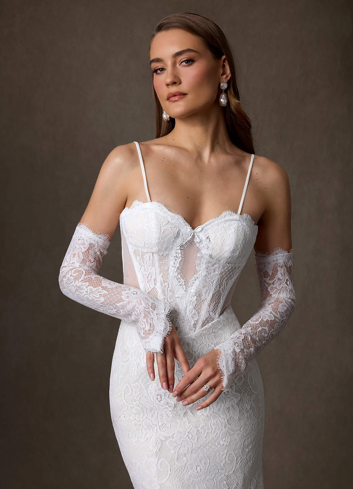 Azazie Issa Vestidos de noiva Vestido Diamante Branco de Renda de Bainha com Sem alças image4