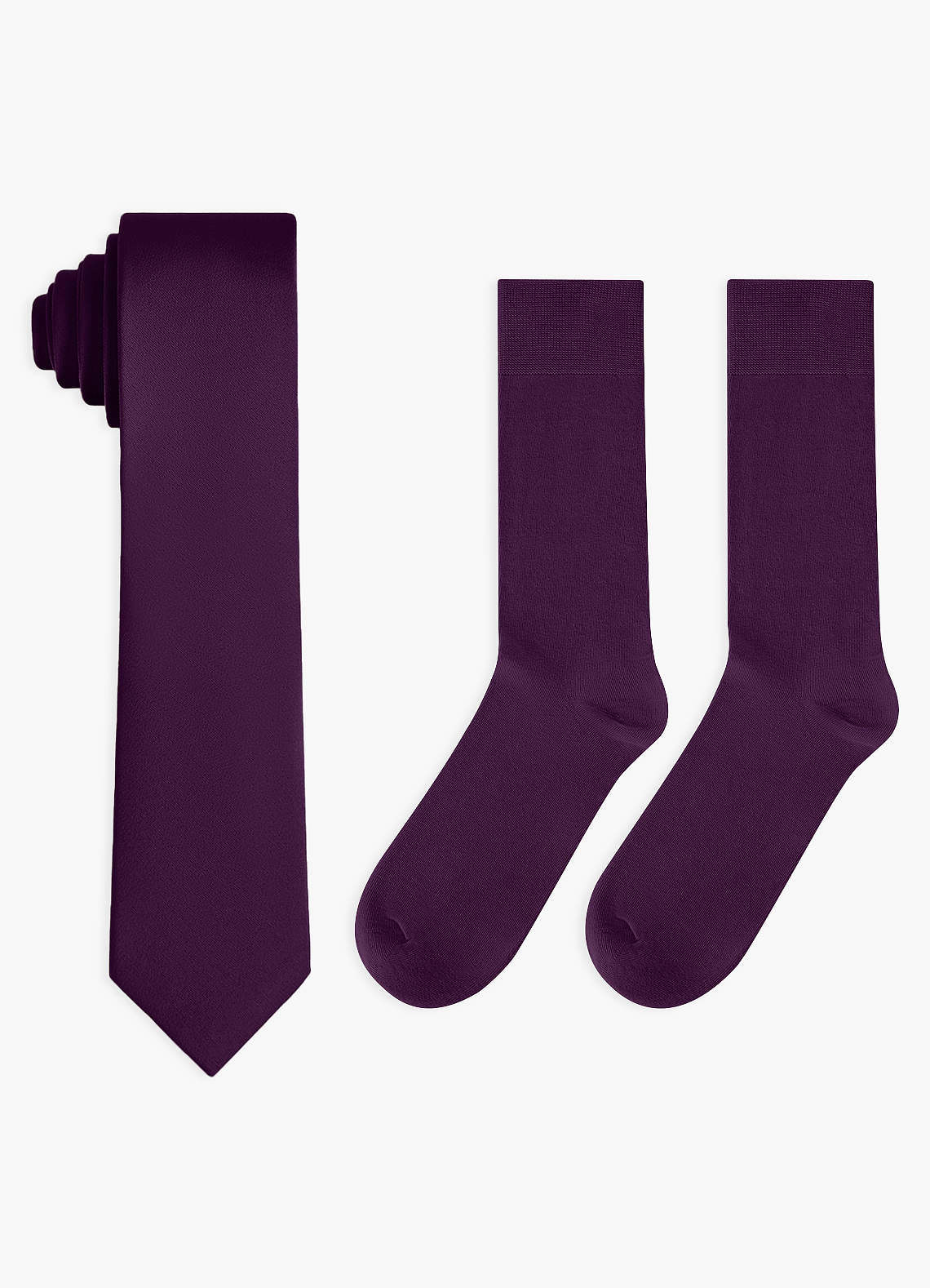 front Matching Stretch Satin Skinny Tie and Cotton Socks Set